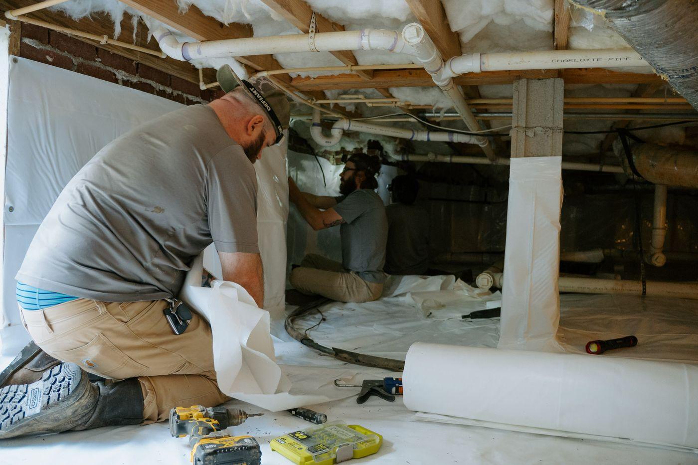 Materials going in on a Crawlspace Medic job.