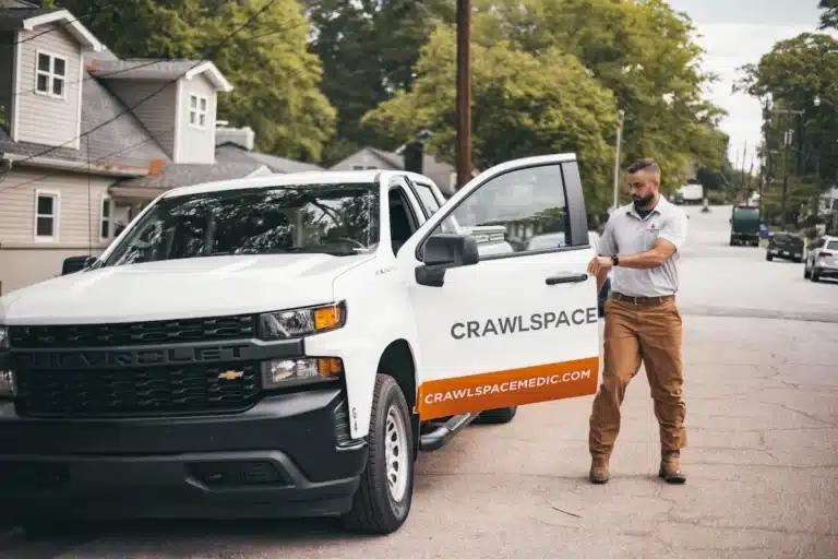 Crawlspace Medic technician arriving for crawl space inspection